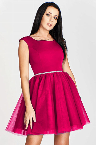 Malinové šaty s tylovou sukní Bosca Fashion Lany