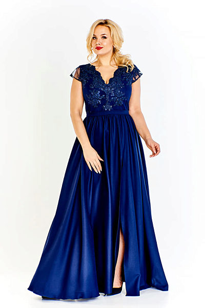 Tmavě modré šaty s vyšívaným živůtkem Bosca Fashion Laura