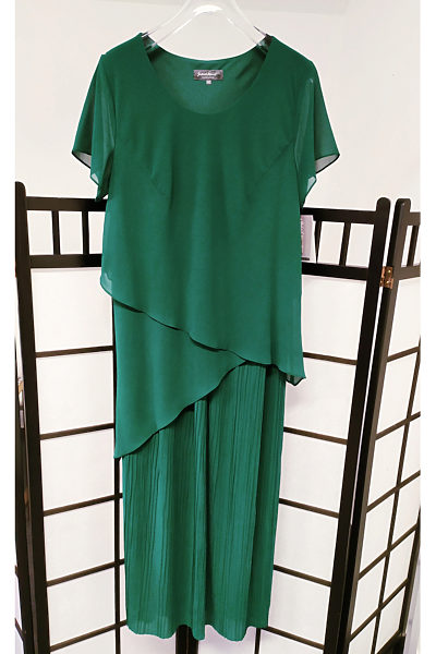 Tmavě zelené šaty s šifónovým živůtkem Gabriela Visconti Kare