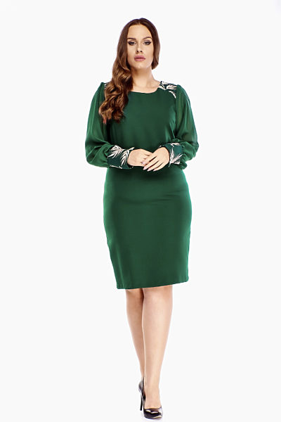 Zelené šaty s průhledným rukávem Roxana Riku