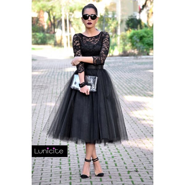 Luxusní tylová sukně Lunicite Bezinka Černá