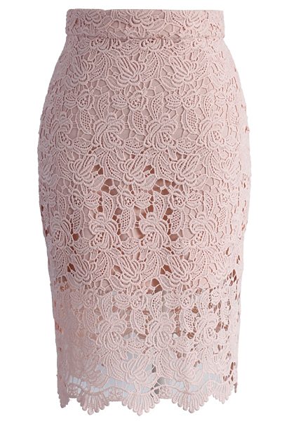 Elegantní krajková starorůžová pouzdrová sukně Chicwish