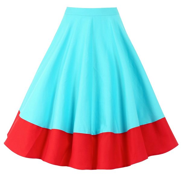 Kolová modrá sukně s červeným lemem Lindy Bop Ohlson
