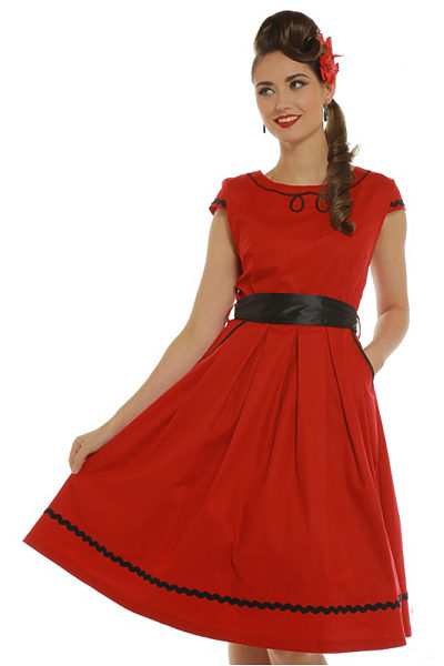 Červené šaty Lindy Bop Bethany swing